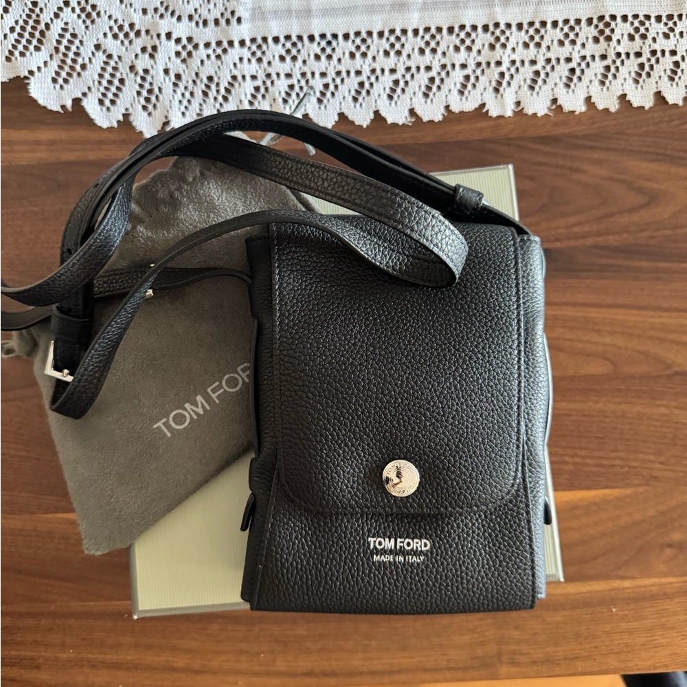 Tom Ford Small Black Leather Crossbody Bag